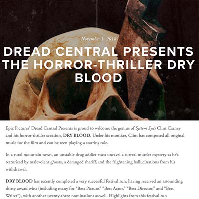 DREAD CENTRAL PRESENTS THE HORROR-THRILLER DRY BLOOD